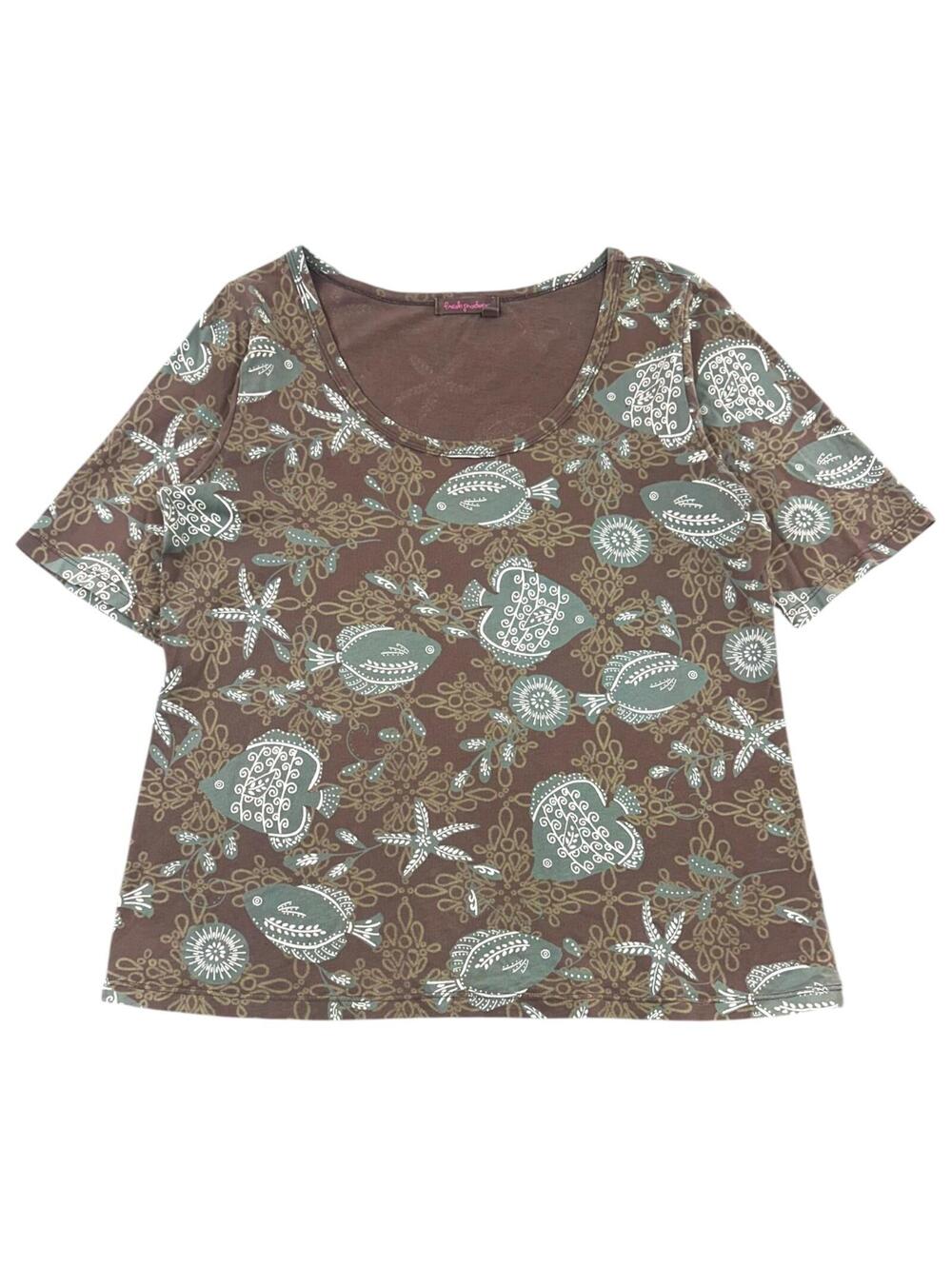 Y2K Fresh Produce Brown Nautical Fish Print Tee
